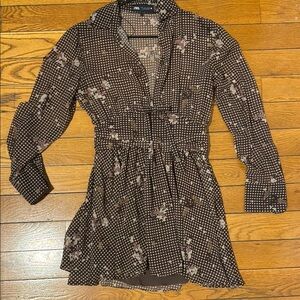 Zara Brown Casual Long Sleeve Dress